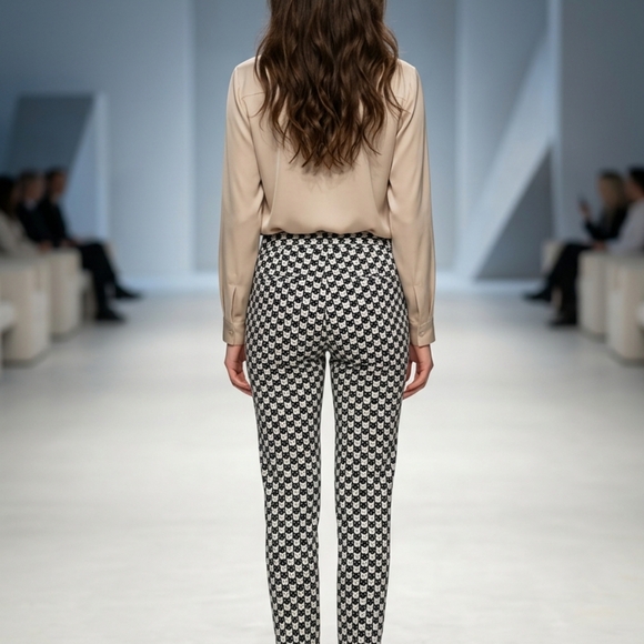 Betabrand Catstooth Dress Pant Yoga Pants L Short Petite NWOT Black White Cat - Picture 16 of 16